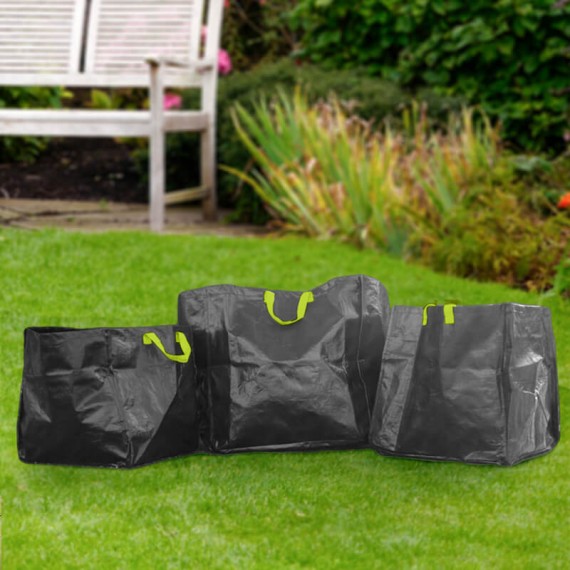 Lot de 3 sacs de jardin 70L, 100L et 170L - 240g/m² - 2 poignées