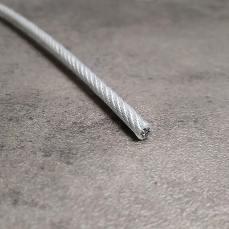 100m PVC cable acier 5mm transparent couleur 1x19 gaine corde de foresterie  galvanisé avec revetement en polymere