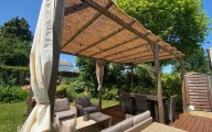 Ombrière pour pergola en fibre de coco tissage simple - Résistante à la pluie - Faible prise au vent - 1200 g/m²